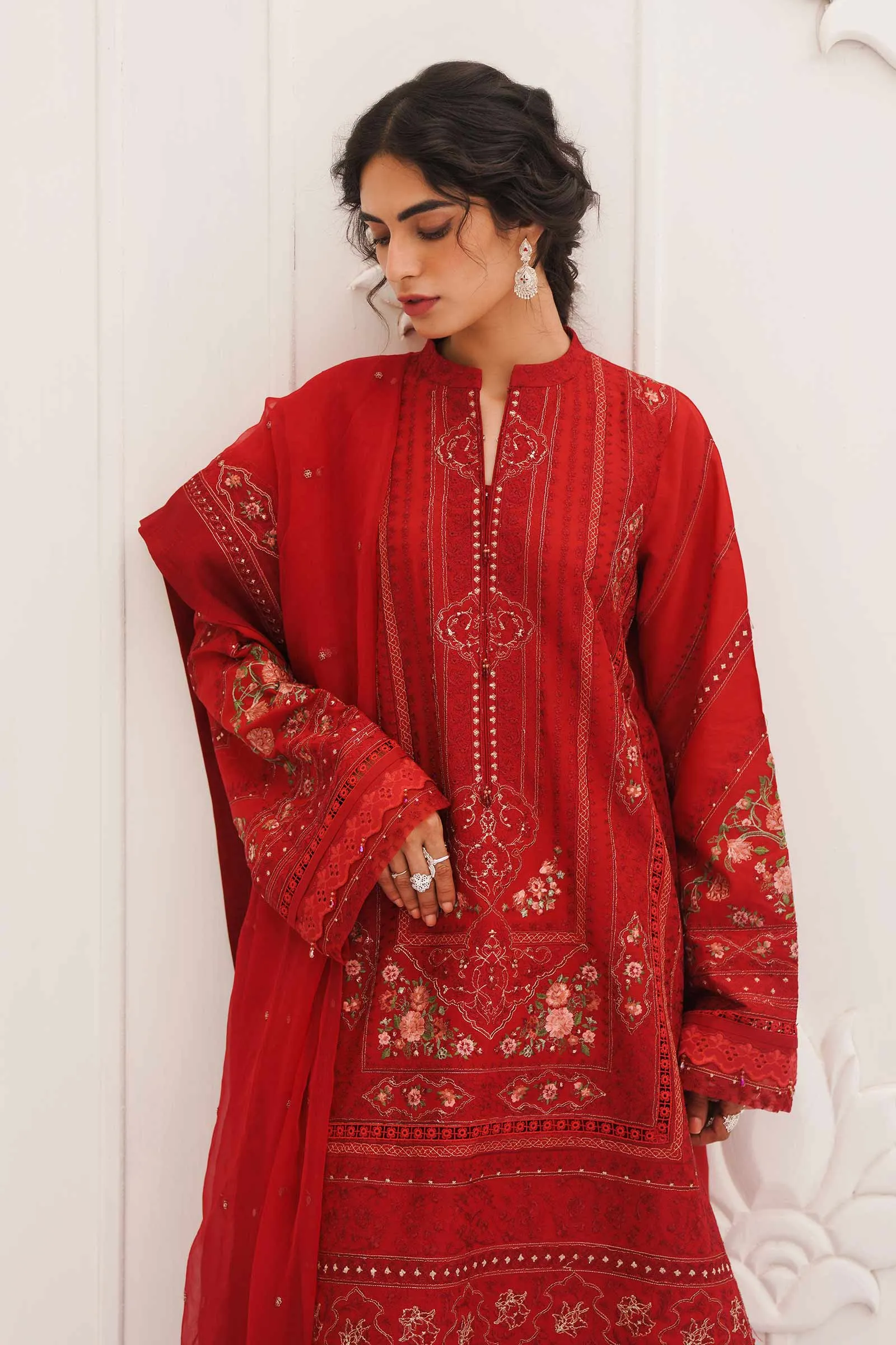 Premium Embroidered Red Pakistani Salwar Kameez Party Dress