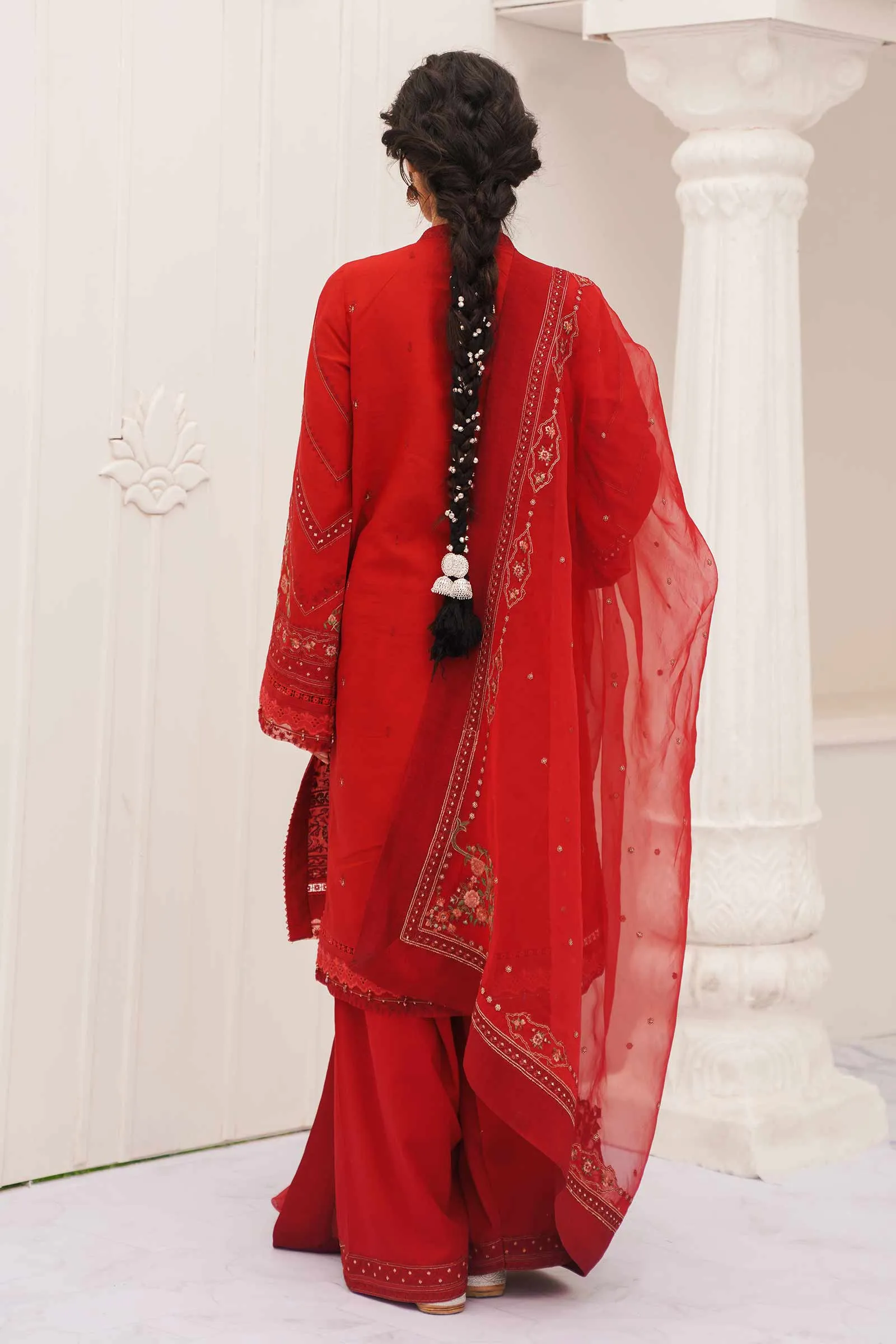 Premium Embroidered Red Pakistani Salwar Kameez Party Dress