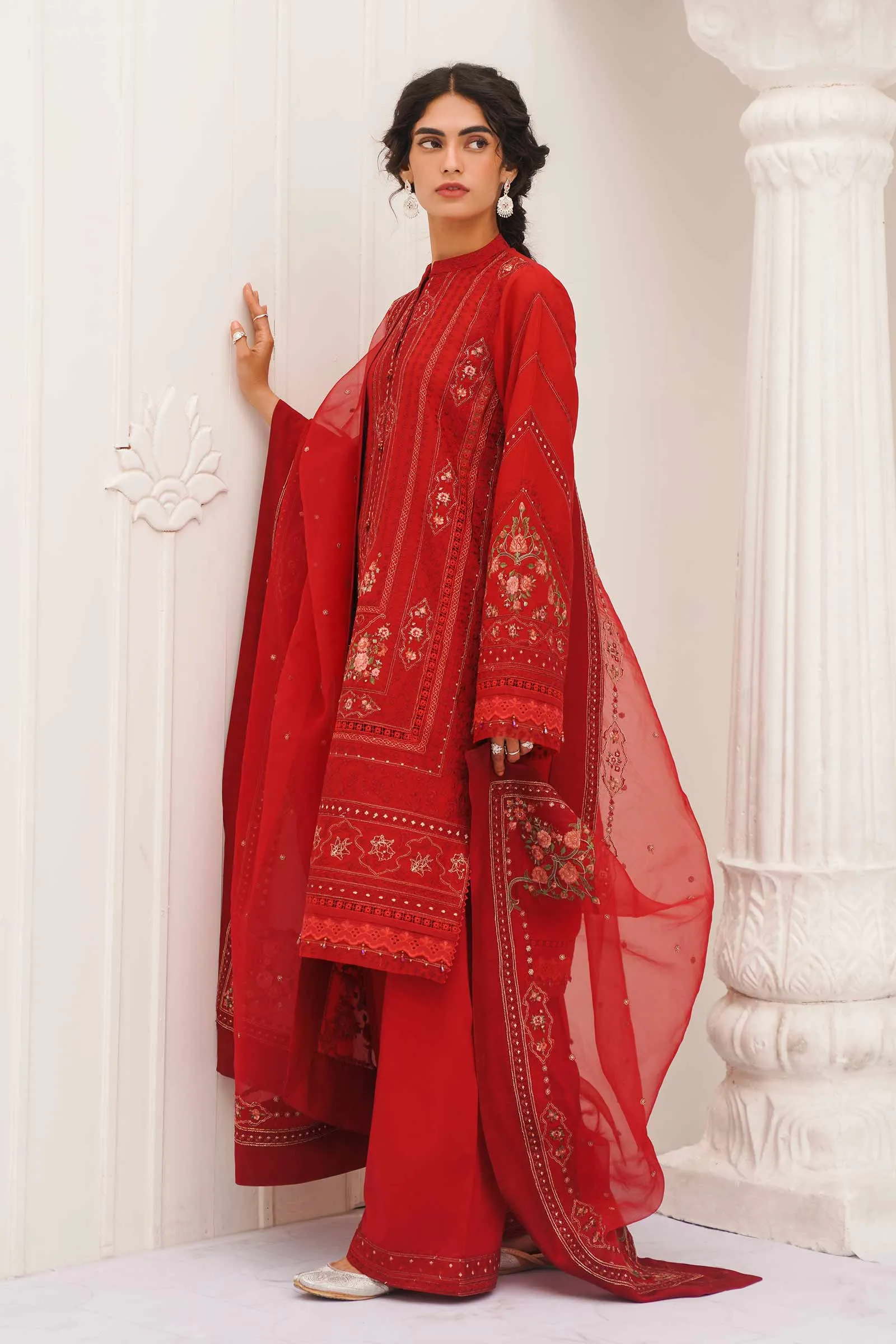 Premium Embroidered Red Pakistani Salwar Kameez Party Dress
