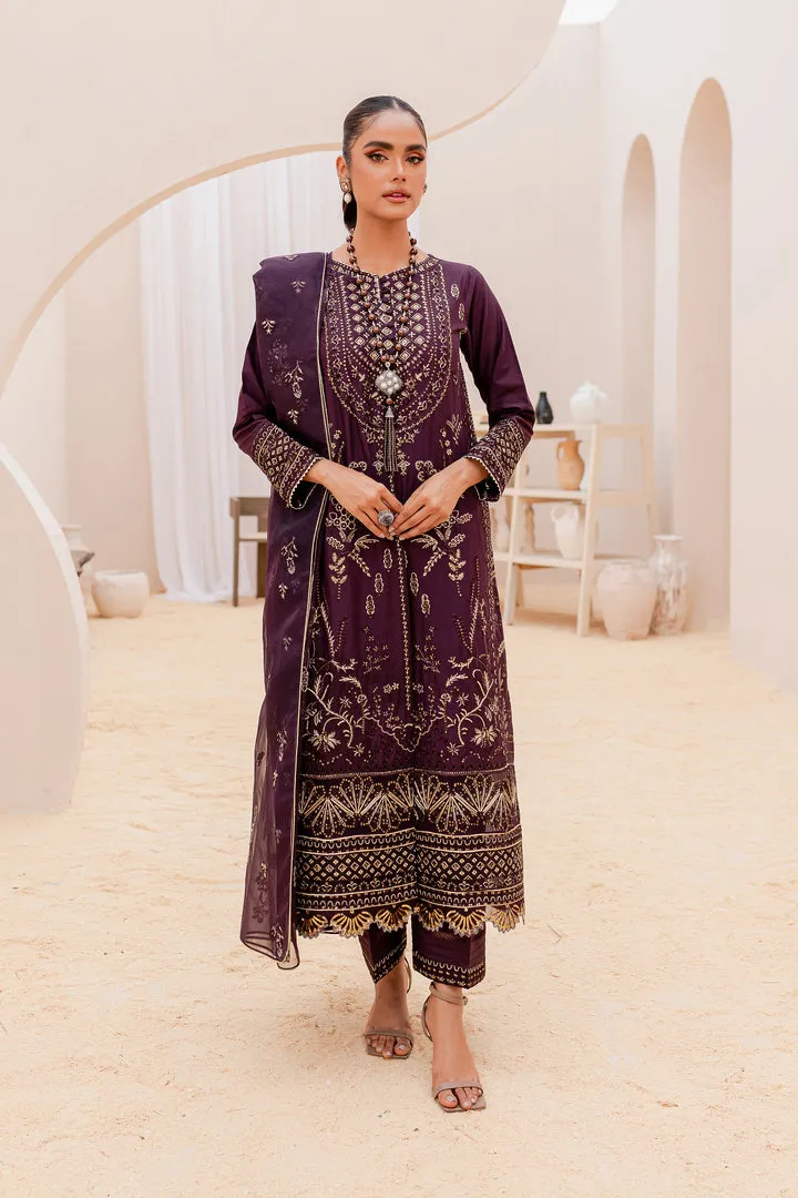 Purple Paneled Lawn Kameez Trousers Pakistani Party Dress
