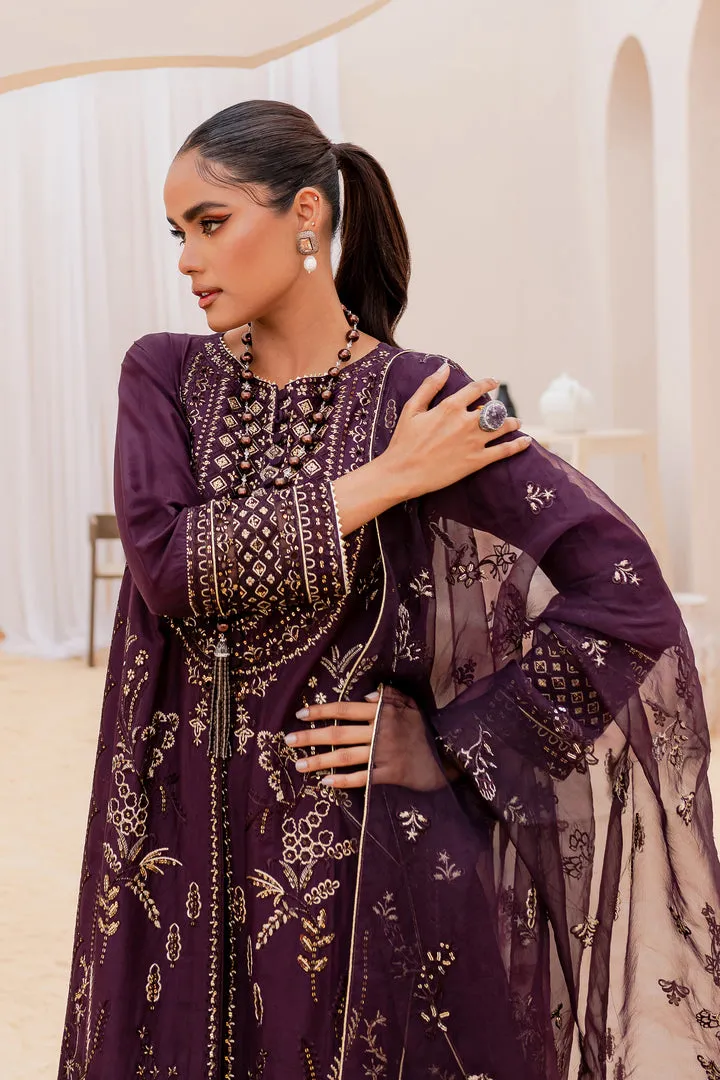 Purple Paneled Lawn Kameez Trousers Pakistani Party Dress