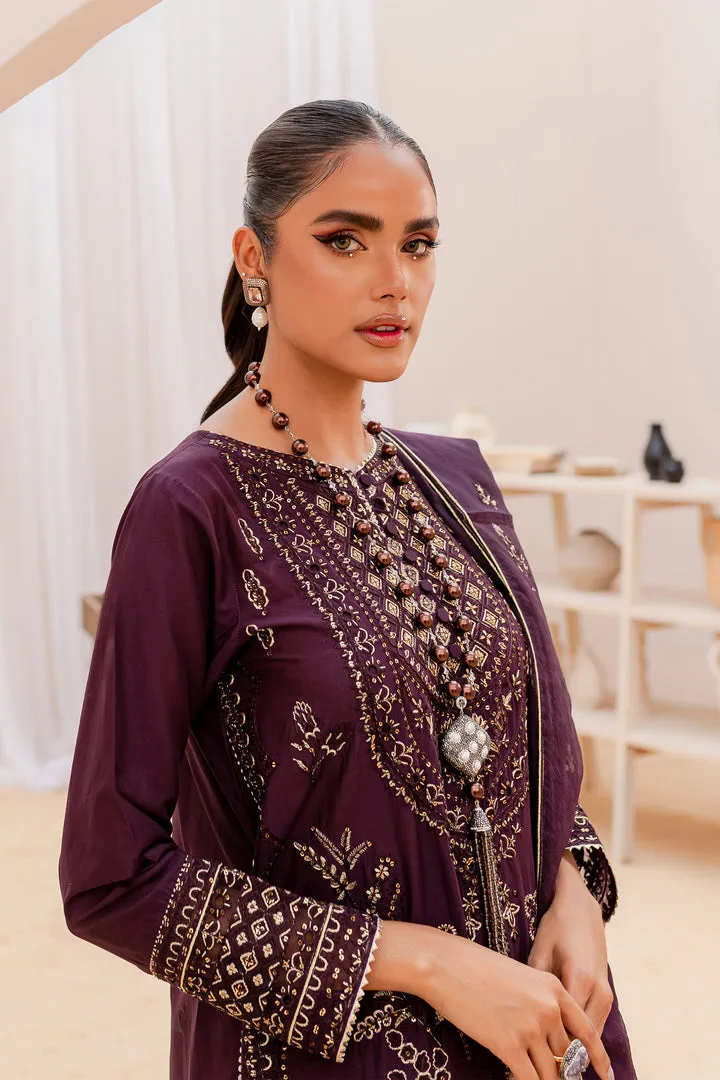 Purple Paneled Lawn Kameez Trousers Pakistani Party Dress