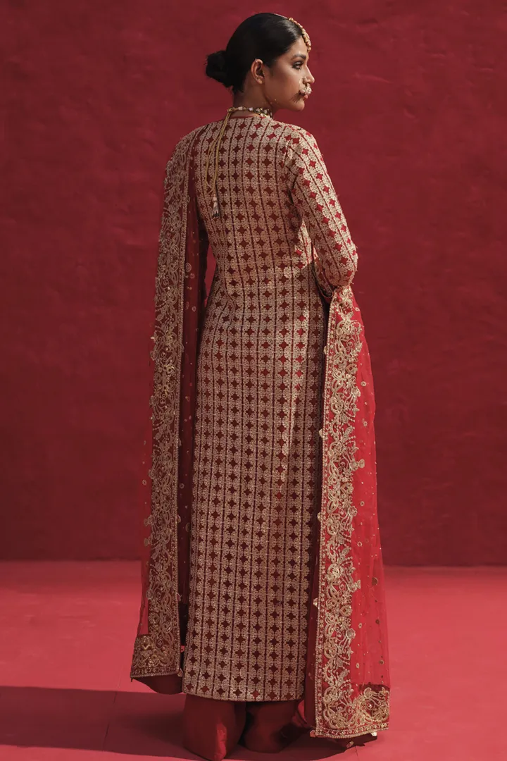 Raw Net Red Kameez Sharara Pakistani Wedding Dresses