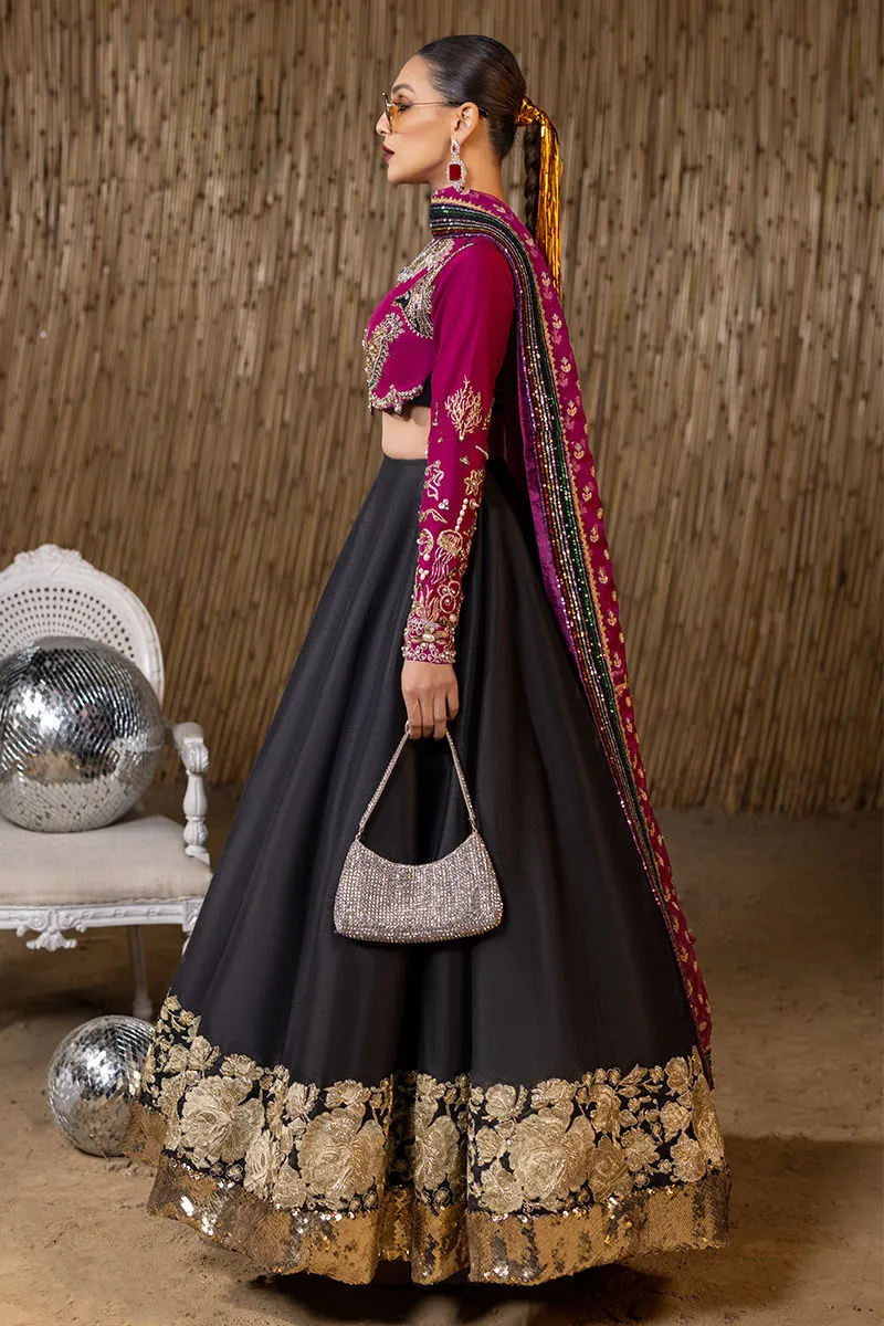 Raw Silk Black Lehenga Choli Pakistani Wedding Dresses