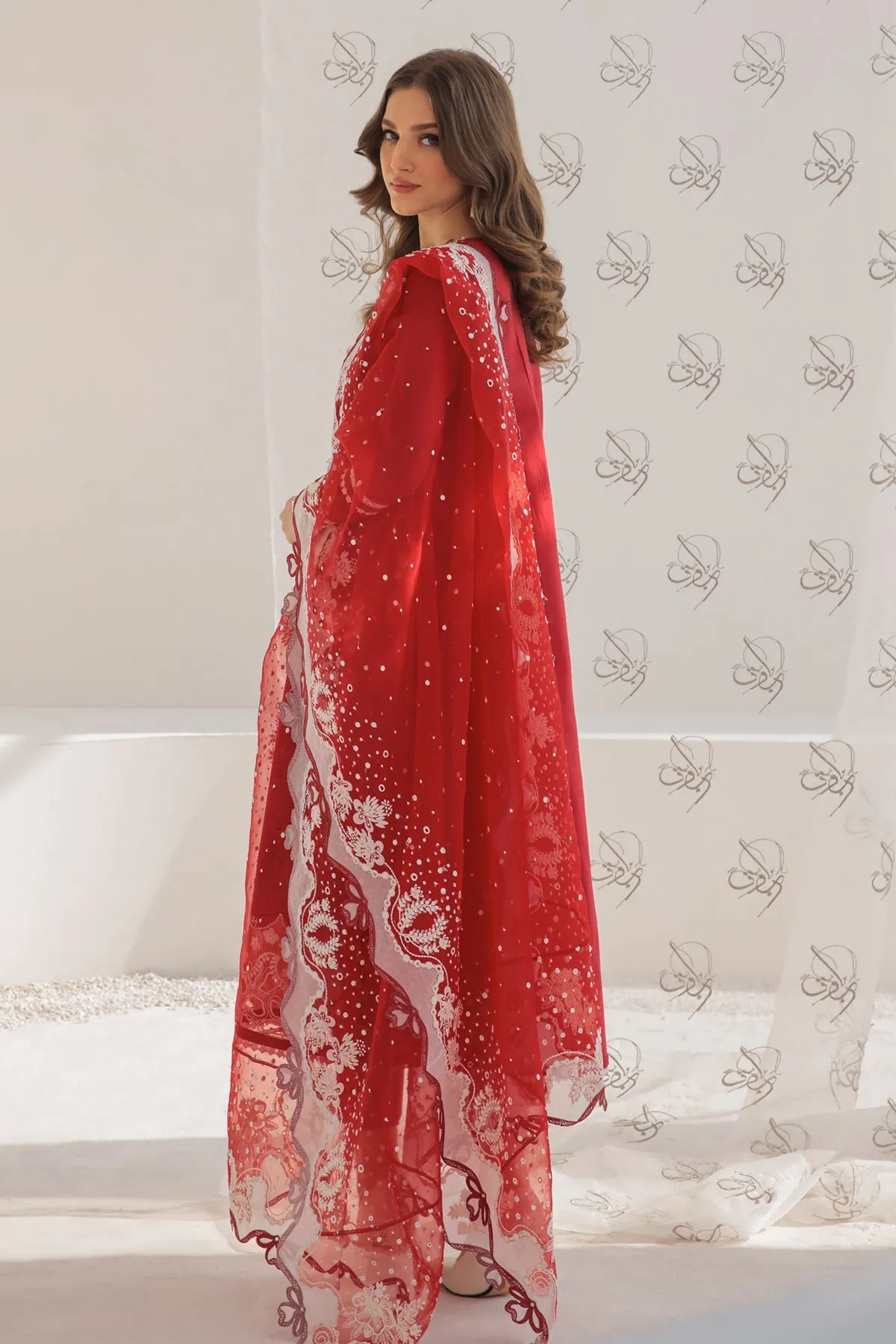 Red Pakistani Embroidered Kameez Salwar Party Wear