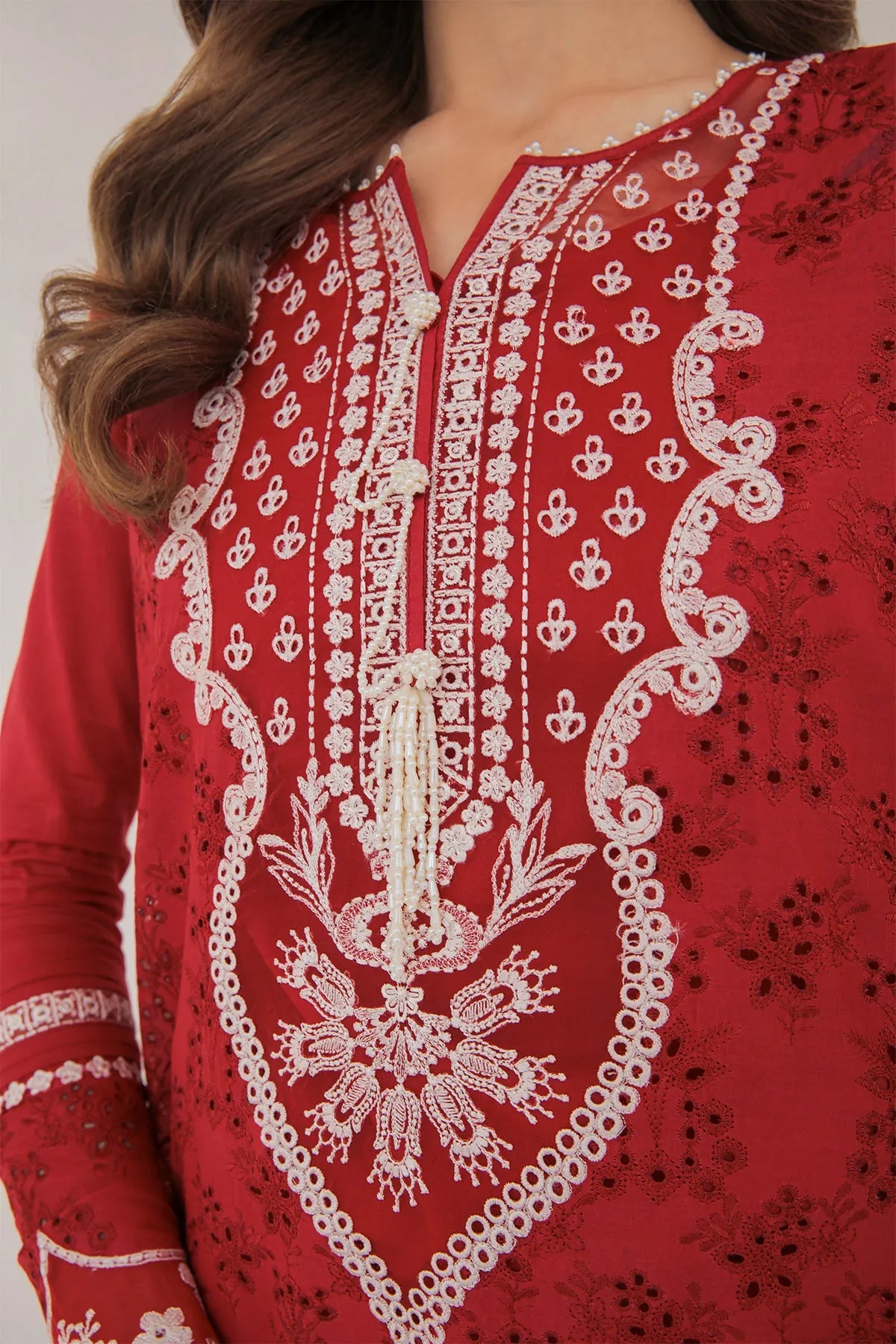 Red Pakistani Embroidered Kameez Salwar Party Wear