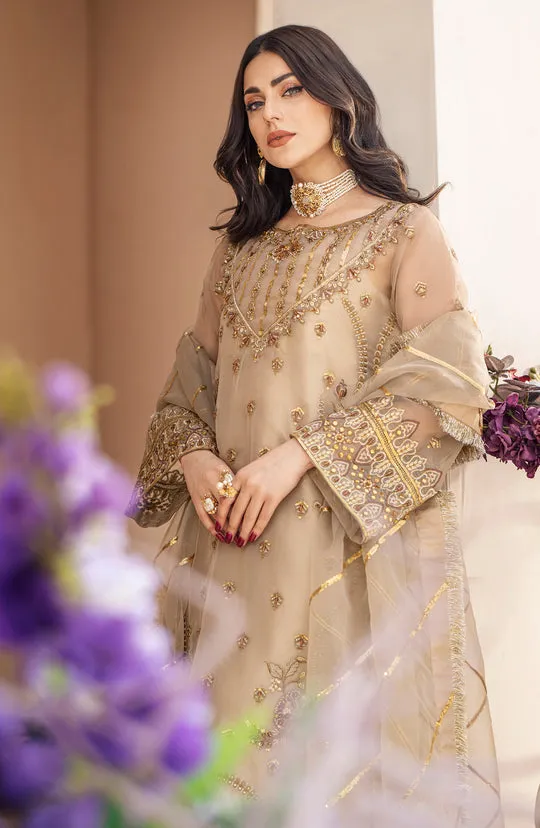Regal Golden Heavily Embellished Pakistani Kameez Wedding Dress