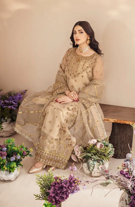 Regal Golden Heavily Embellished Pakistani Kameez Wedding Dress