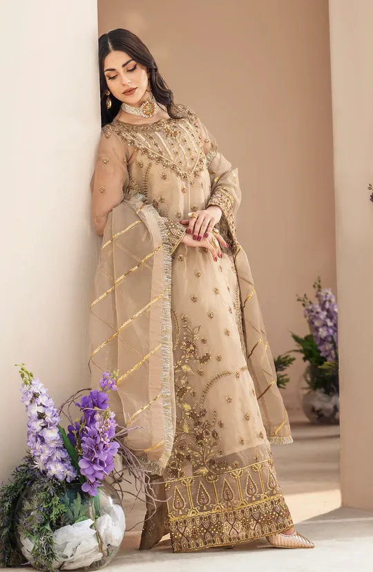Regal Golden Heavily Embellished Pakistani Kameez Wedding Dress