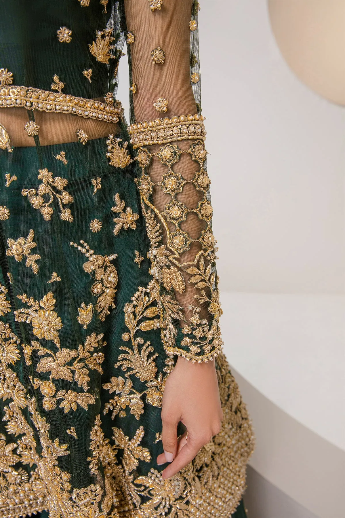 Regal Green Embroidered Pakistani Wedding Dress Gharara Kameez Style