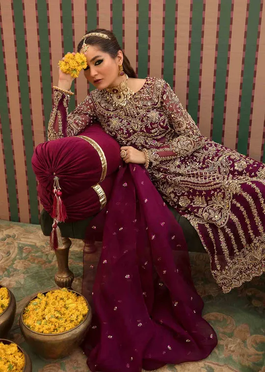 Regal Plum Embroidered Pakistani Wedding Dress Kameez Trousers