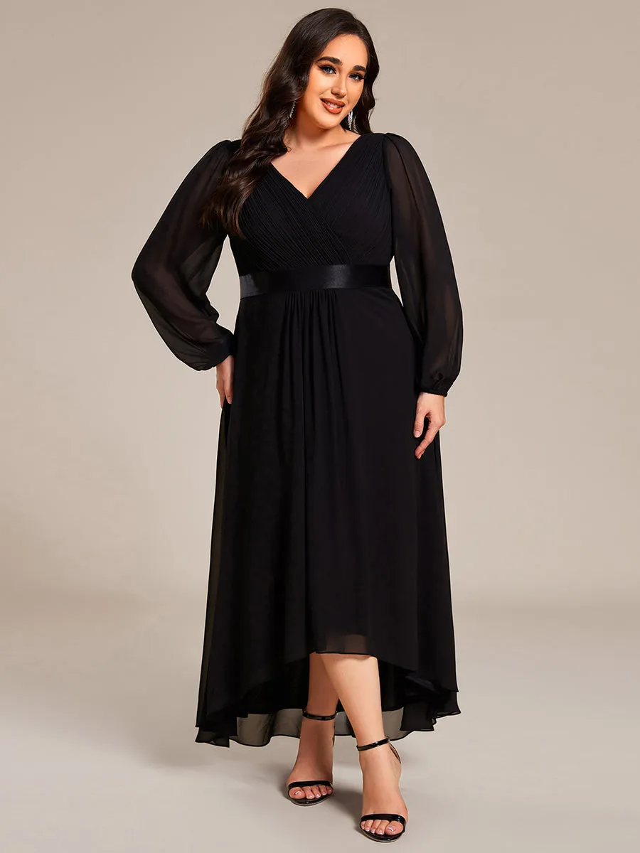 Robe midi pour invités de mariage en mousseline à manches longues