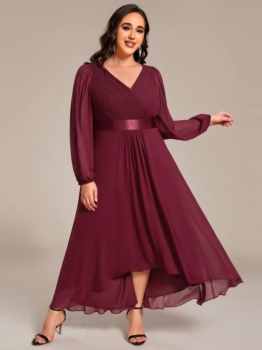 Robe midi pour invités de mariage en mousseline à manches longues