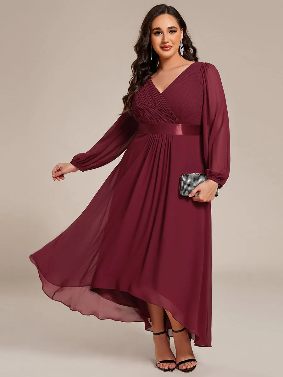 Robe midi pour invités de mariage en mousseline à manches longues