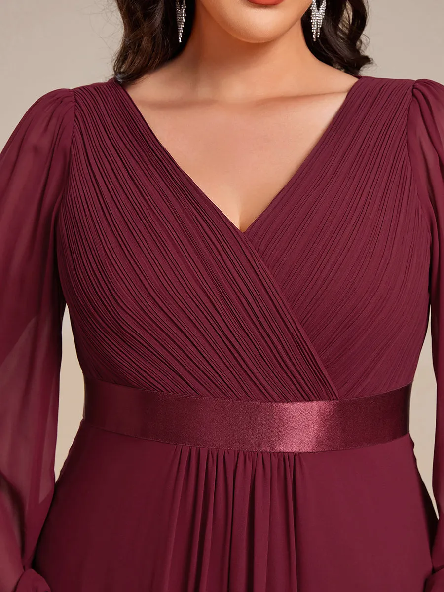 Robe midi pour invités de mariage en mousseline à manches longues