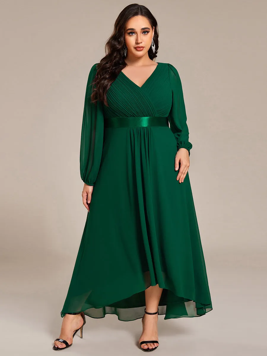 Robe midi pour invités de mariage en mousseline à manches longues