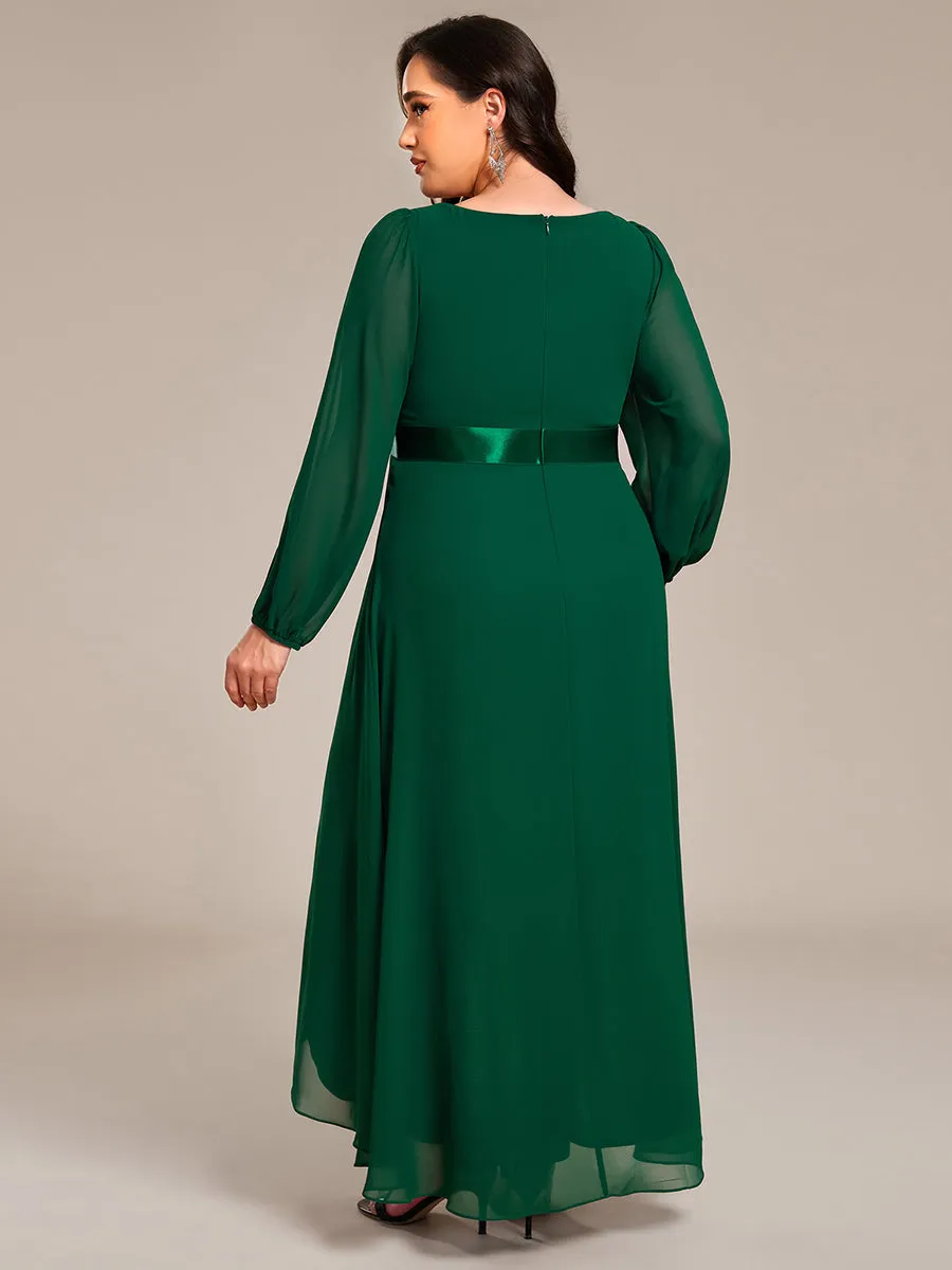Robe midi pour invités de mariage en mousseline à manches longues