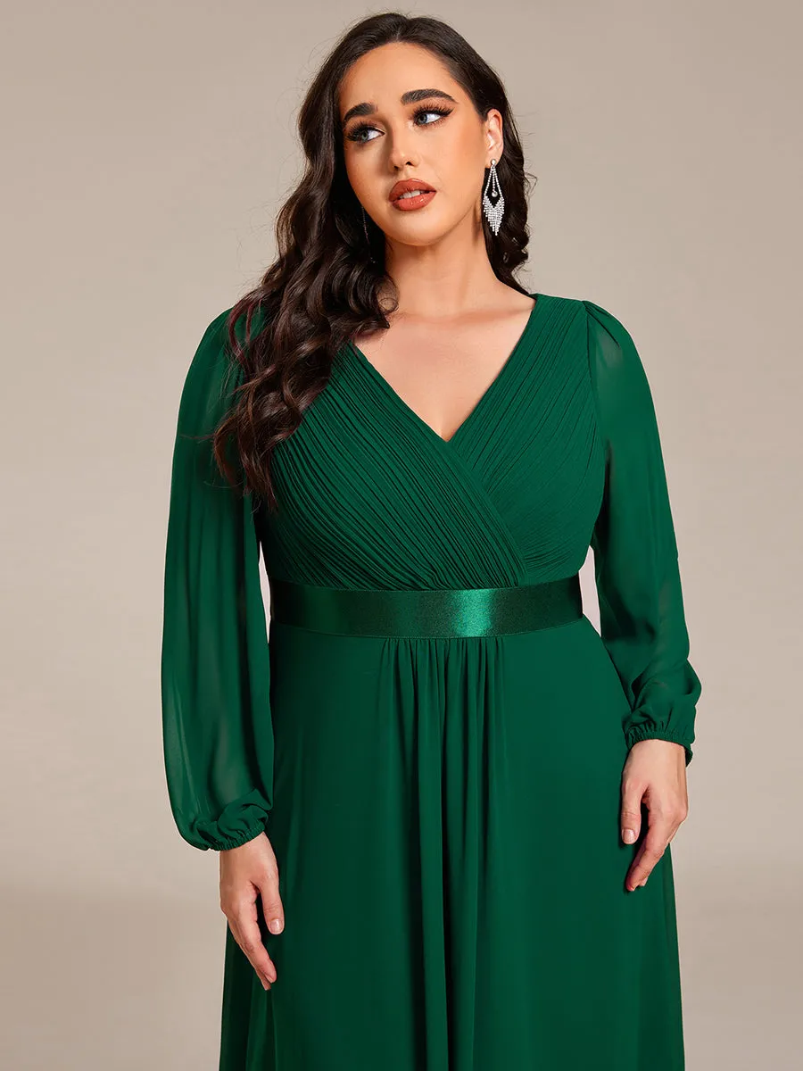 Robe midi pour invités de mariage en mousseline à manches longues