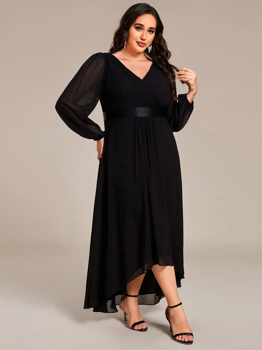 Robe midi pour invités de mariage en mousseline à manches longues