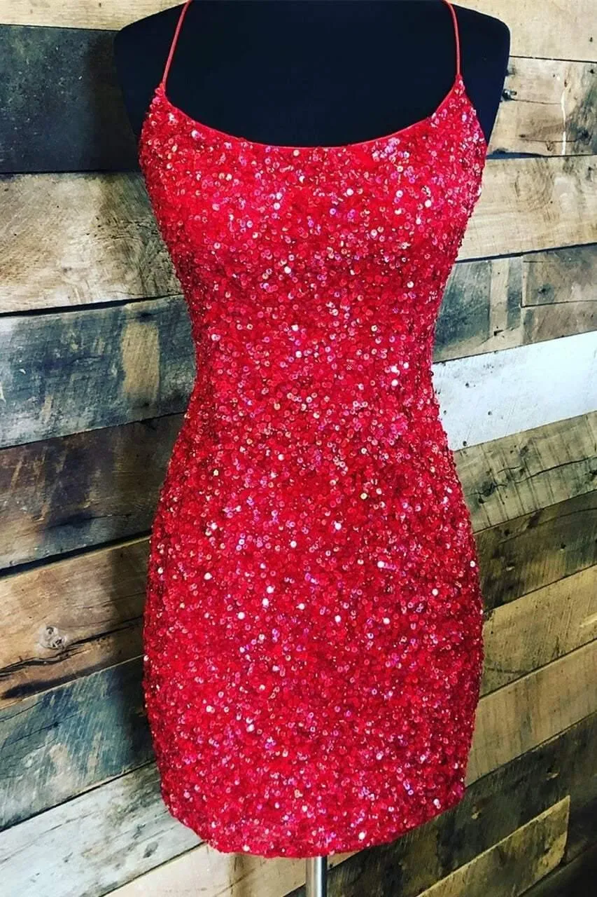 Royal Blue Sequin Halter Sheath Homecoming Dress Backless Party Dress HD0119