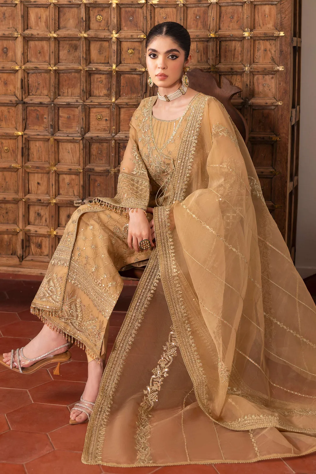 Royal Embroidered Angrakha Style Straight Shirt Pakistani Wedding Dress