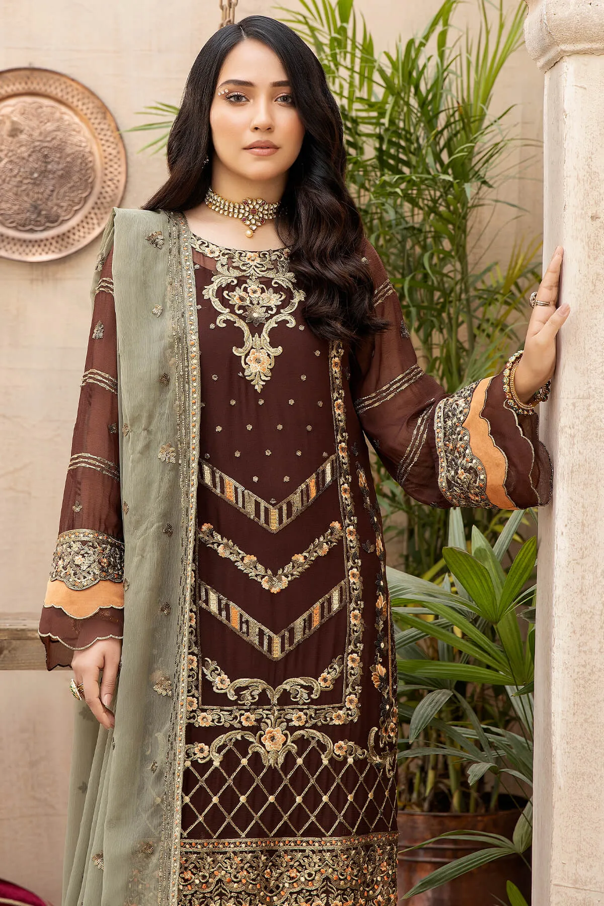 Royal Embroidered Salwar Kameez Chiffon Pakistani Party Dress