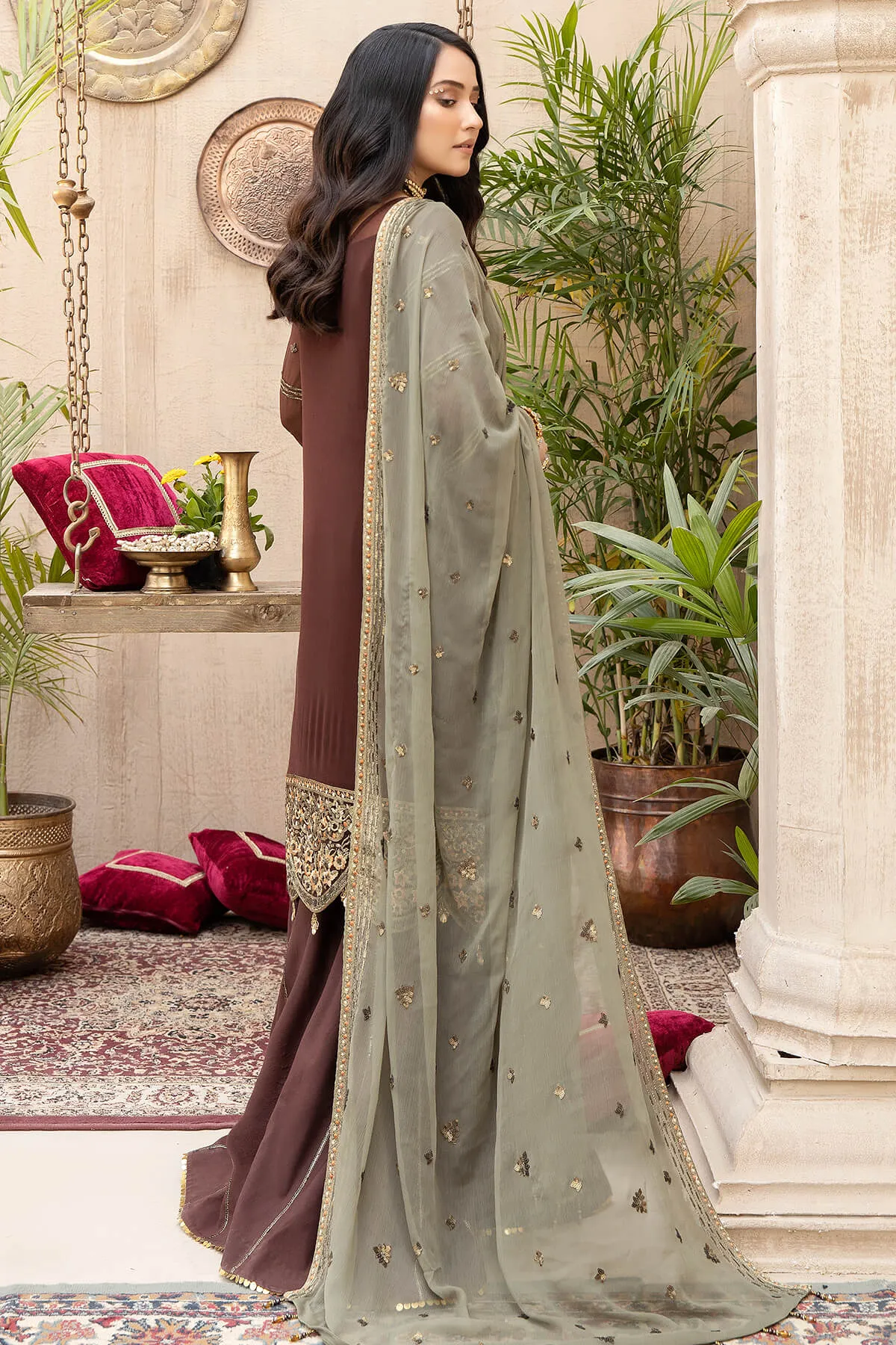 Royal Embroidered Salwar Kameez Chiffon Pakistani Party Dress