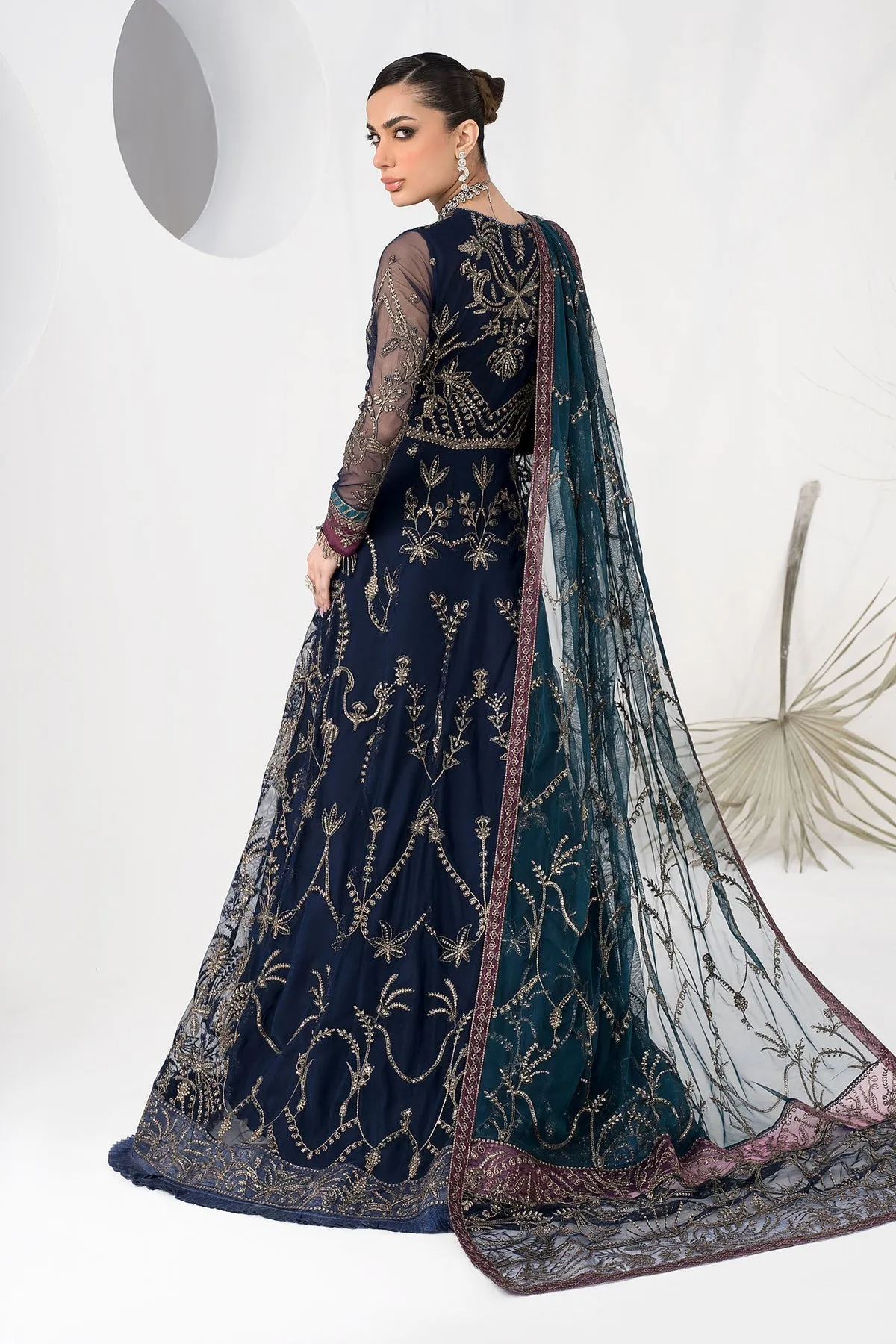 Royal Pakistani Blue Embroidered Lehenga Choli Wedding Dress