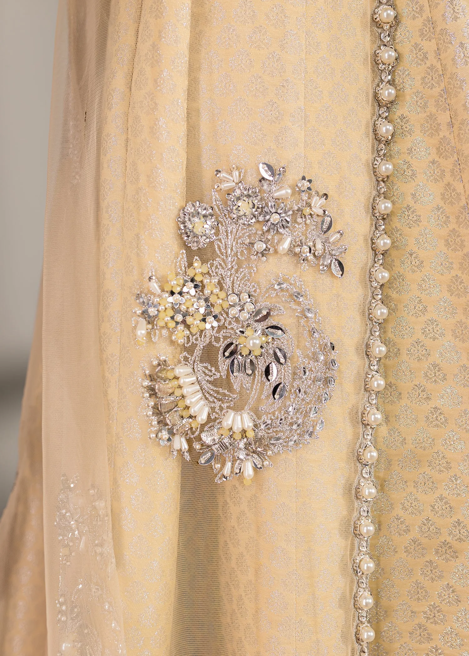 Royal Pale Yellow Pakistani Wedding Dress in Jacket Lehenga Style
