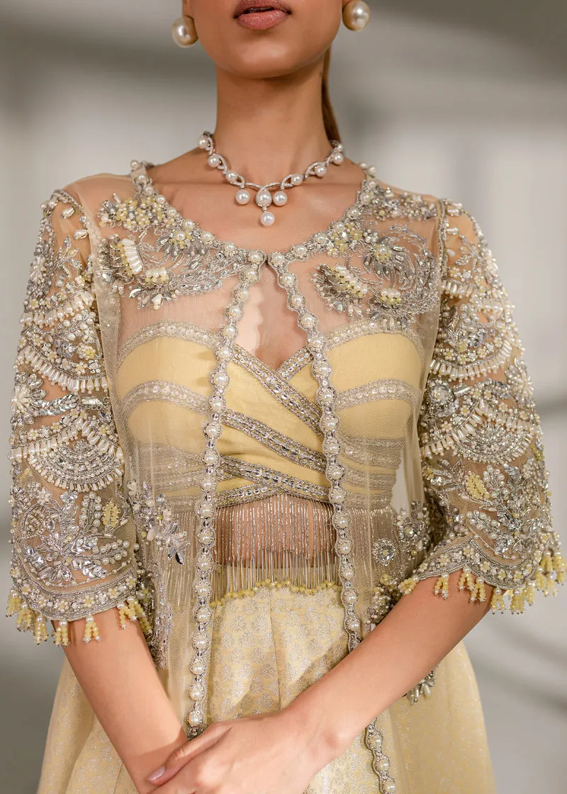 Royal Pale Yellow Pakistani Wedding Dress in Jacket Lehenga Style
