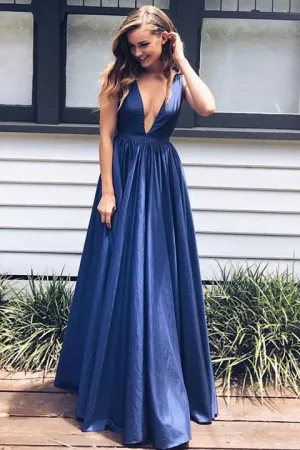 Sexy Taffeta A-line Floor-length V Neck Long Prom Dress OK969
