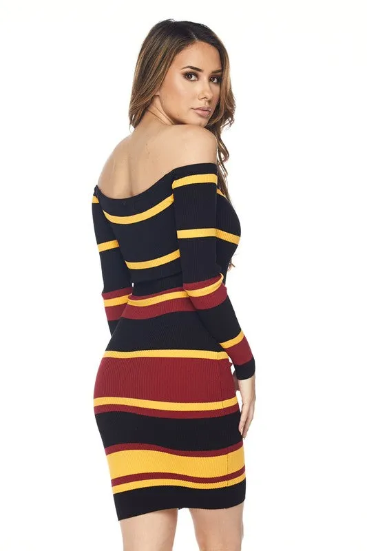 Sidney Off Shoulder Stripe Dress