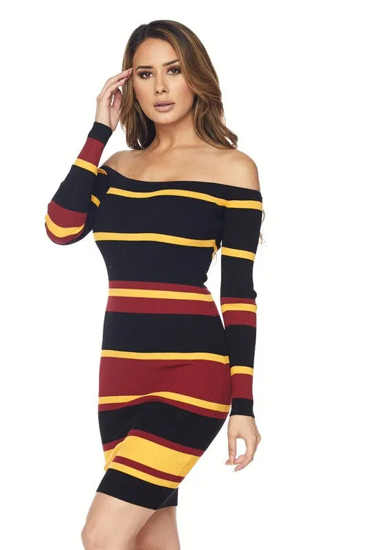 Sidney Off Shoulder Stripe Dress