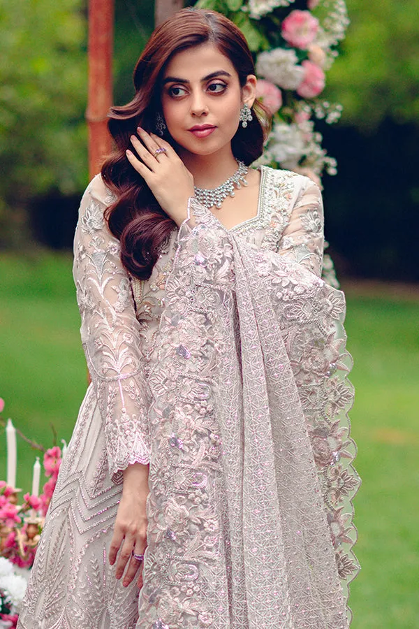 Silver Heavily Embellished Pakistani Wedding Dress in Pishwas Style