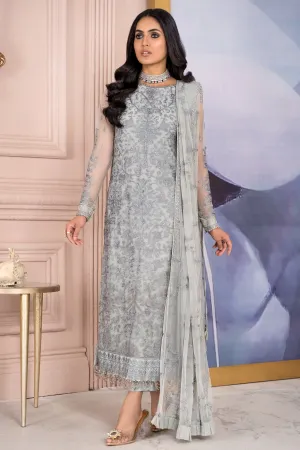 Silver Maria B Long Kameez and Capri Pakistani Embroidered Party Dress