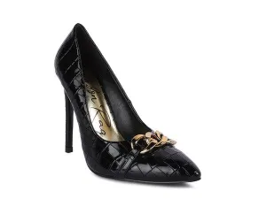 Sizes US 5 & 9 Black Croc Pattern Stiletto Pump Heels