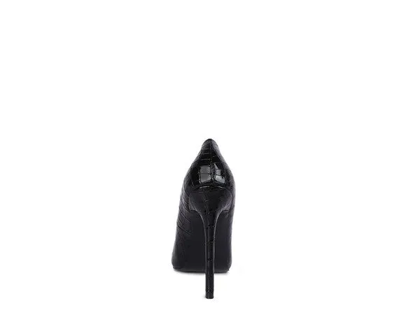 Sizes US 5 & 9 Black Croc Pattern Stiletto Pump Heels