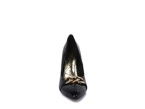 Sizes US 5 & 9 Black Croc Pattern Stiletto Pump Heels