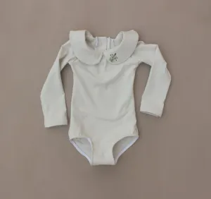 Stone Hand Embroidered Peter Pan Collar Leo/Bodysuit