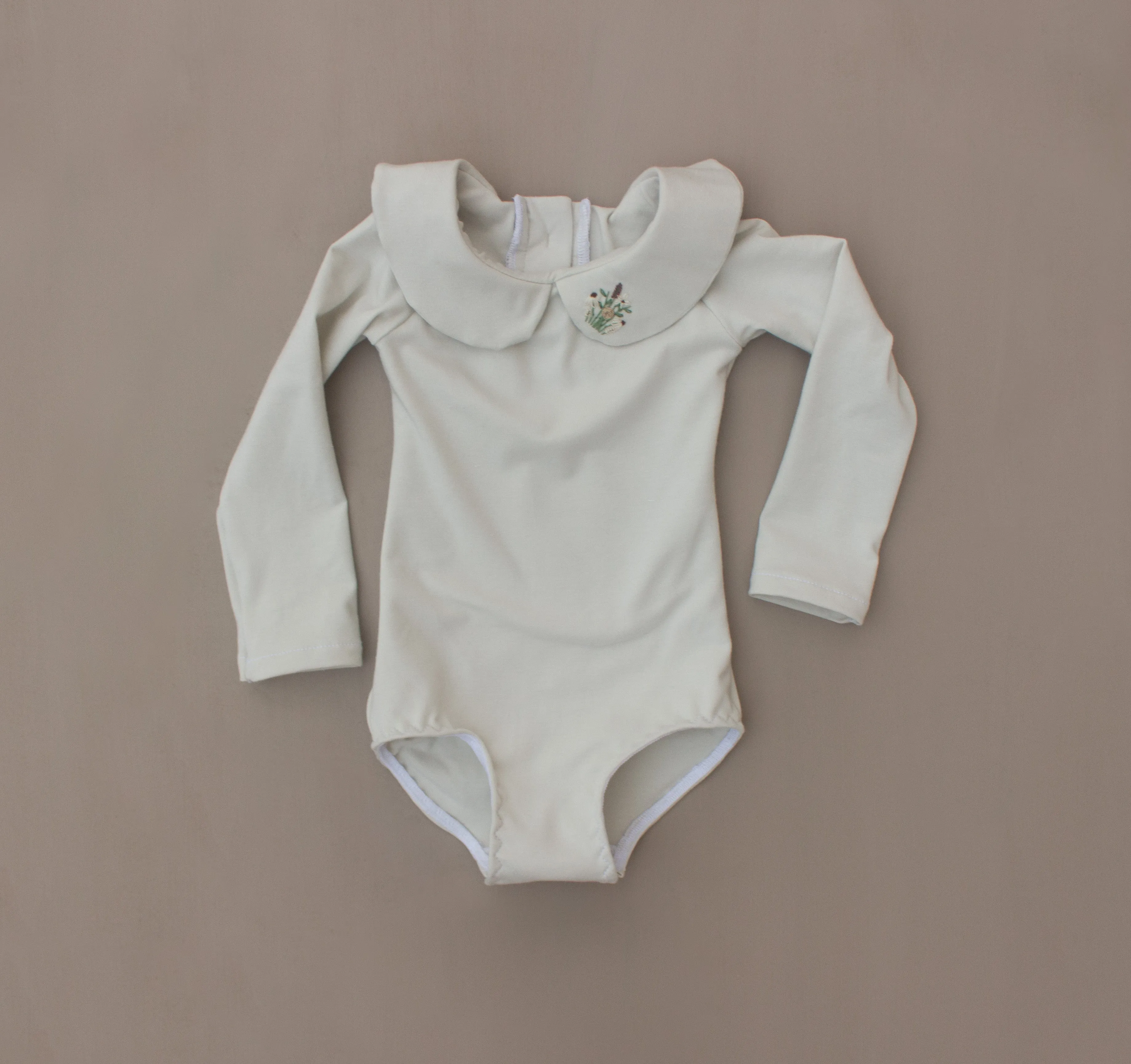 Stone Hand Embroidered Peter Pan Collar Leo/Bodysuit
