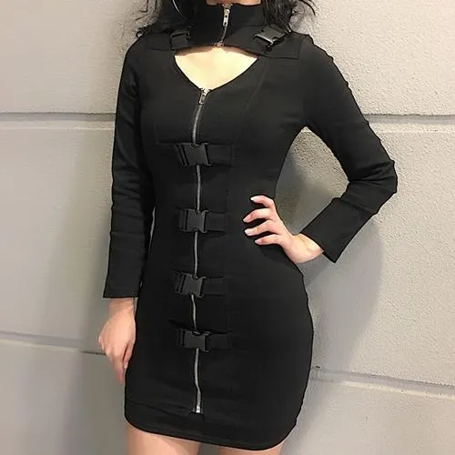 Strap Zipper Dress SD00795