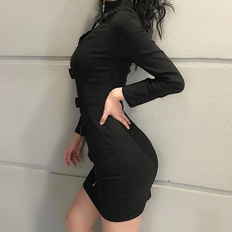 Strap Zipper Dress SD00795