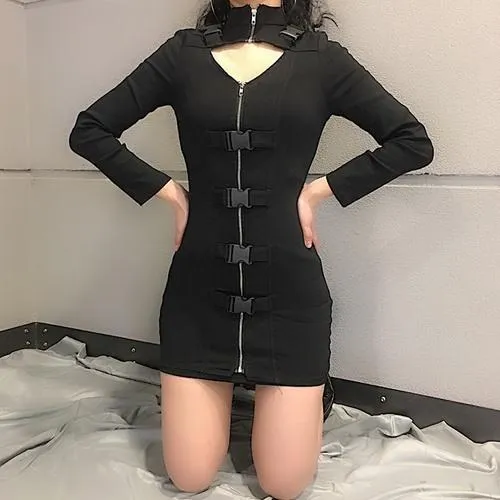 Strap Zipper Dress SD00795