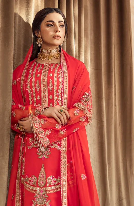 Stunning Red Embroidered Pakistani Salwar Kameez Wedding Dress