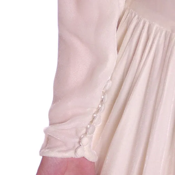 Stunning Vintage Winter White Silk Velvet Wedding Gown w/Train1940's Size Small