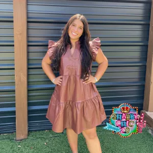 Takin Dallas Back Faux Leather Dress - Brown