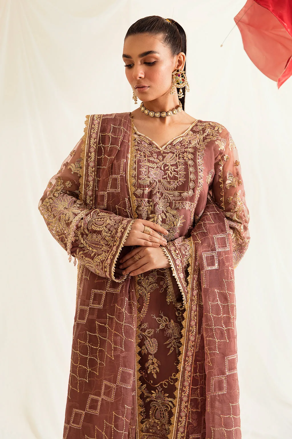 Tea Pink Heavily Embellished Pakistani Party Wear Salwar Kameez Suit