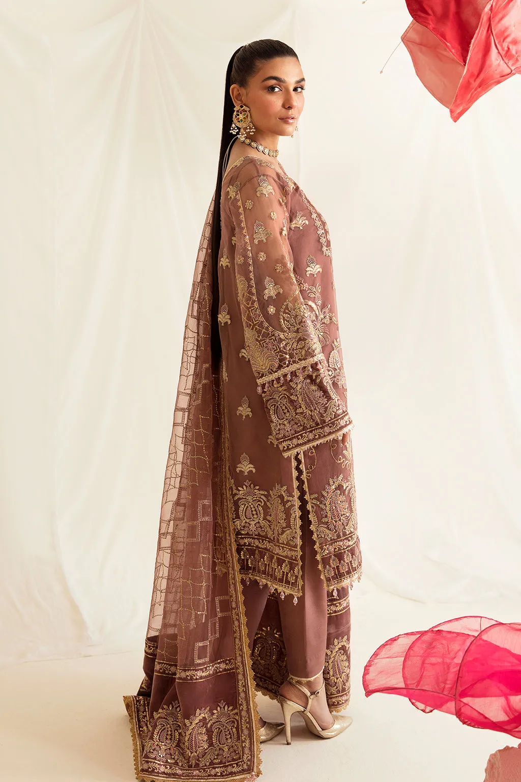 Tea Pink Heavily Embellished Pakistani Party Wear Salwar Kameez Suit