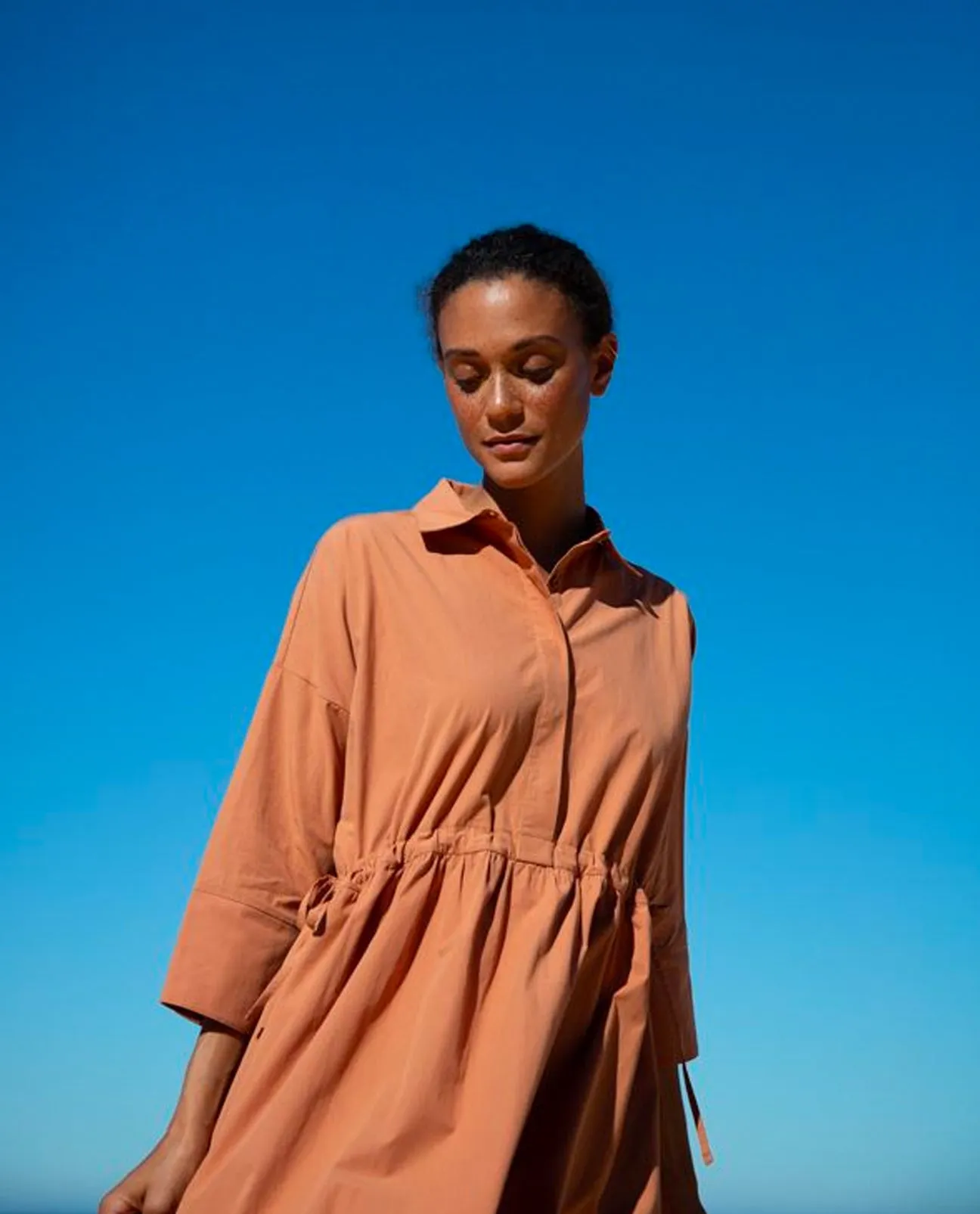 Thelma Organic Cotton Dress In Caramel