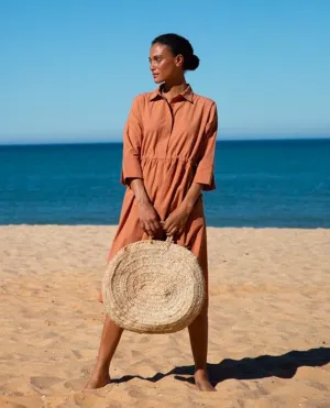 Thelma Organic Cotton Dress In Caramel